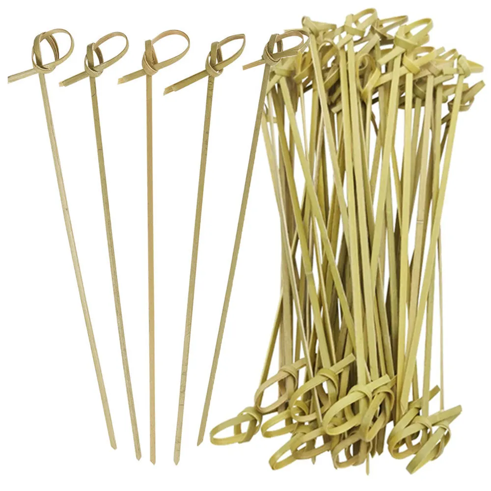 200 Ct Bamboo Knot Picks Skewer Kebab 7" Natural Wooden Cocktail Fruit Appetizer