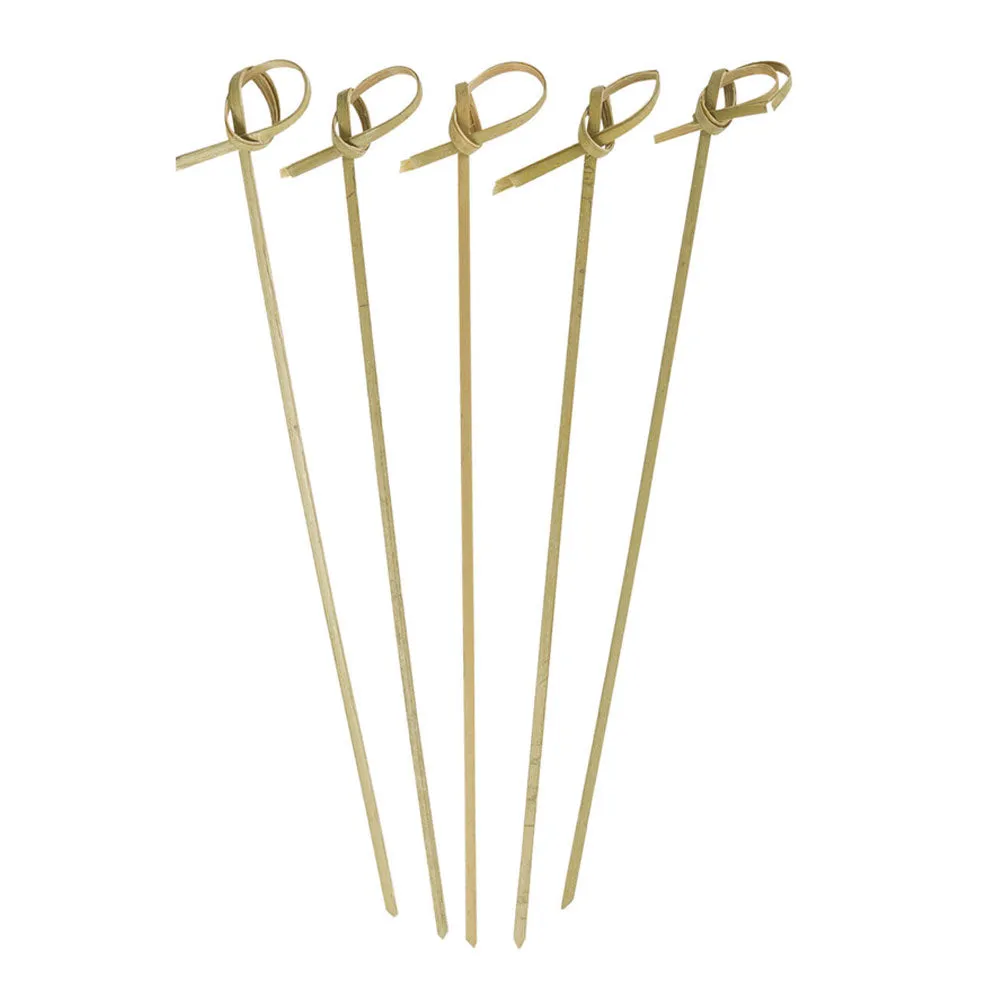 200 Ct Bamboo Knot Picks Skewer Kebab 7" Natural Wooden Cocktail Fruit Appetizer