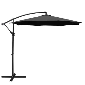 3m Outdoor Umbrella | Cantilever | Beach Garden Patio | Black