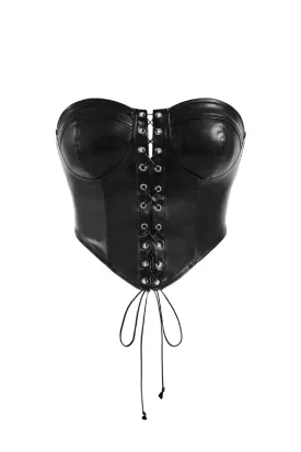 Abel Leather Corset Top (Black)
