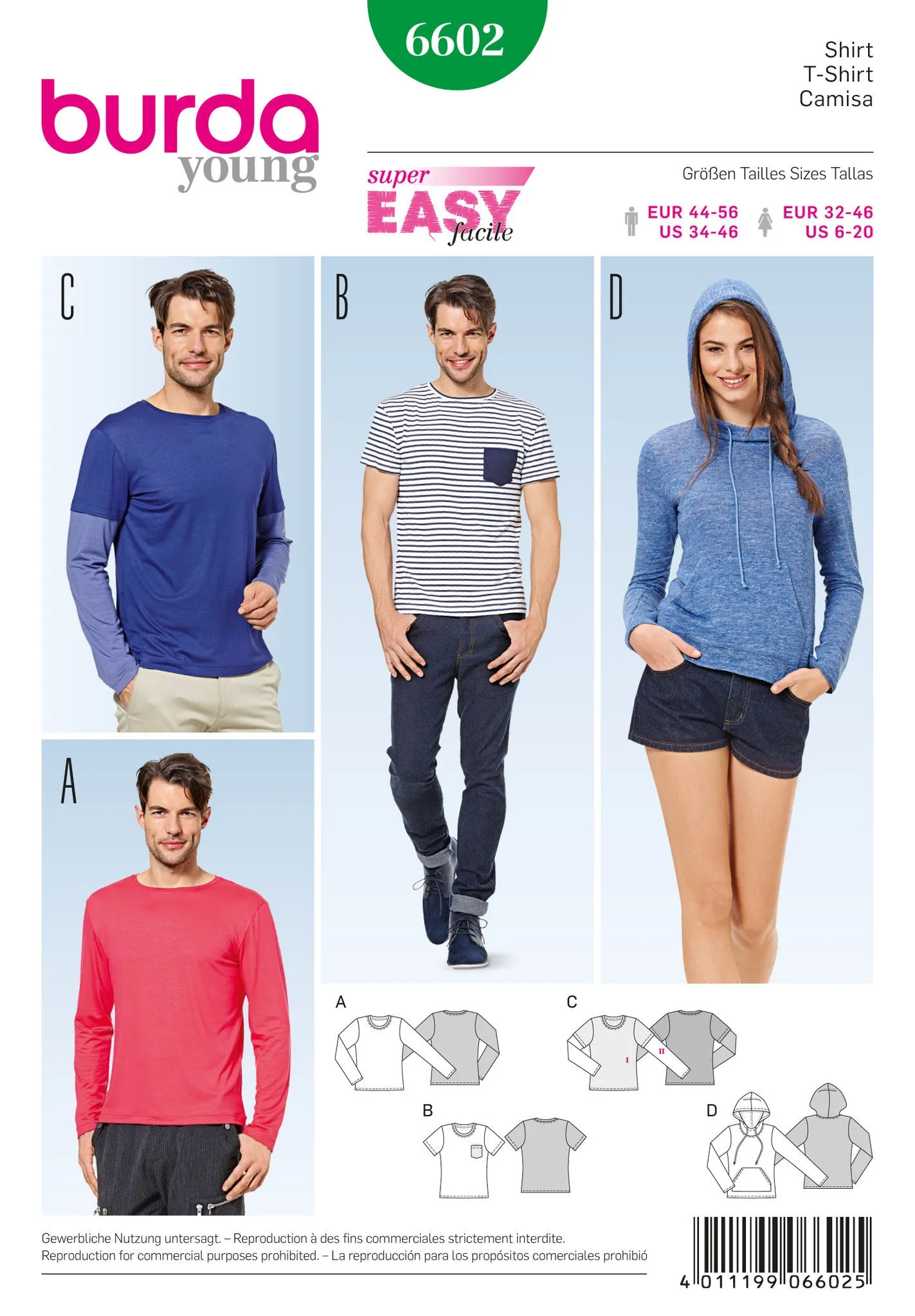 Burda Style 6602 Unisex Hoody Pattern