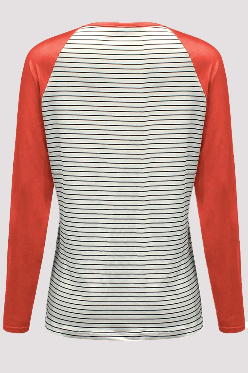 Casual Patchwork O Neck Tops