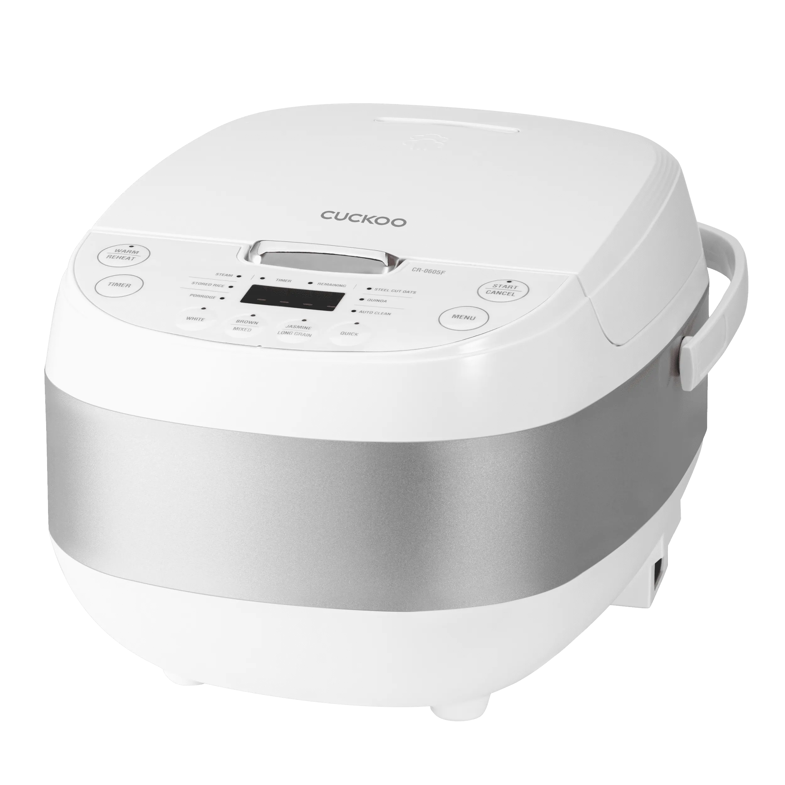 CUCKOO CR-0605F 6-Cup (Uncooked) / 12-Cup (Cooked) Micom Rice Cooker with Nonstick Inner Pot, 13 Menu Options, LCD Display, Fuzzy Logic Tech, Auto Clean (White)