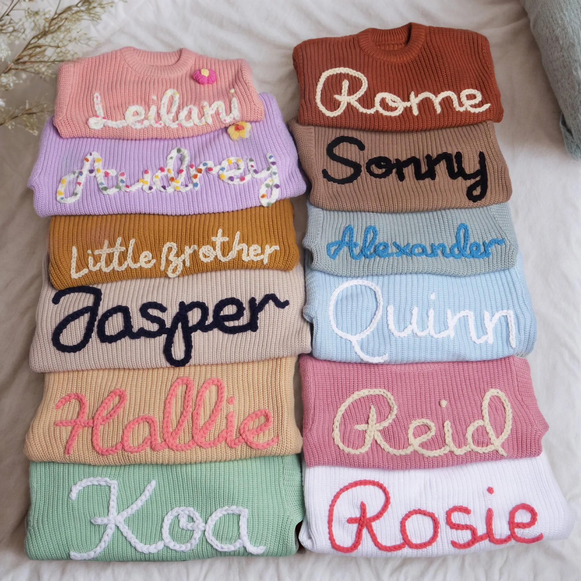 Custom Name Baby Sweater, Personalized Hand Embroidered Baby Sweater, Cute Baby Sweater , Baby Shower Gift, Birthday Gift For Baby Girls Boy