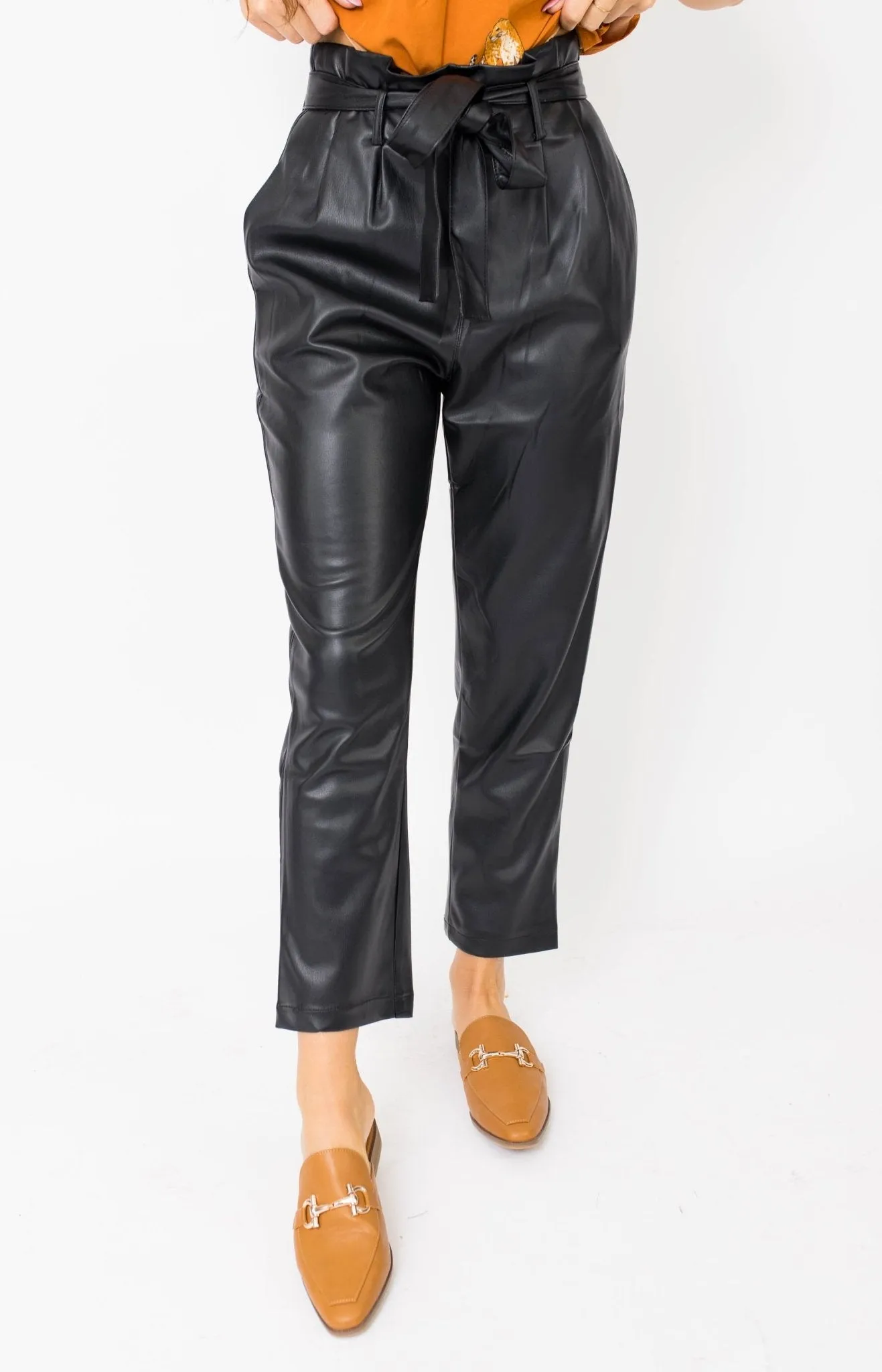 Dolce Cabo: Everything and More Vegan Leather Trousers, BLACK