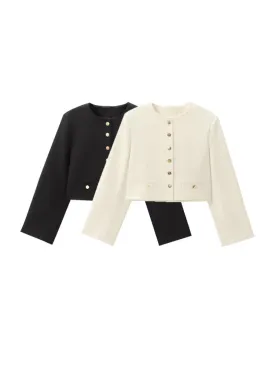 Golden Button Cropped Jacket
