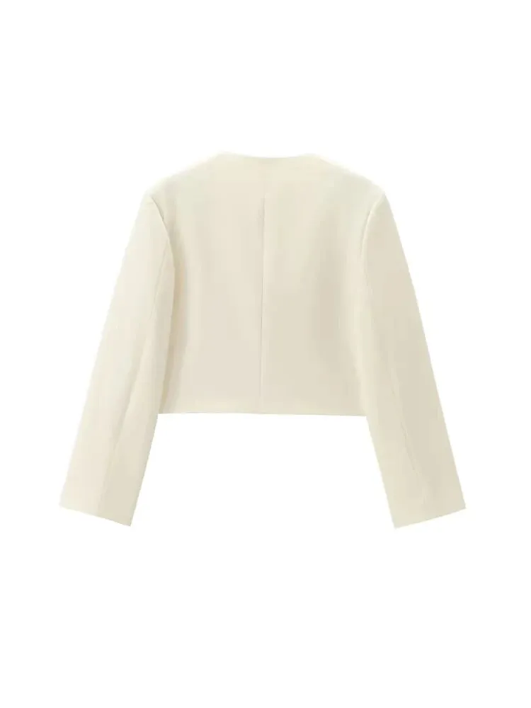 Golden Button Cropped Jacket