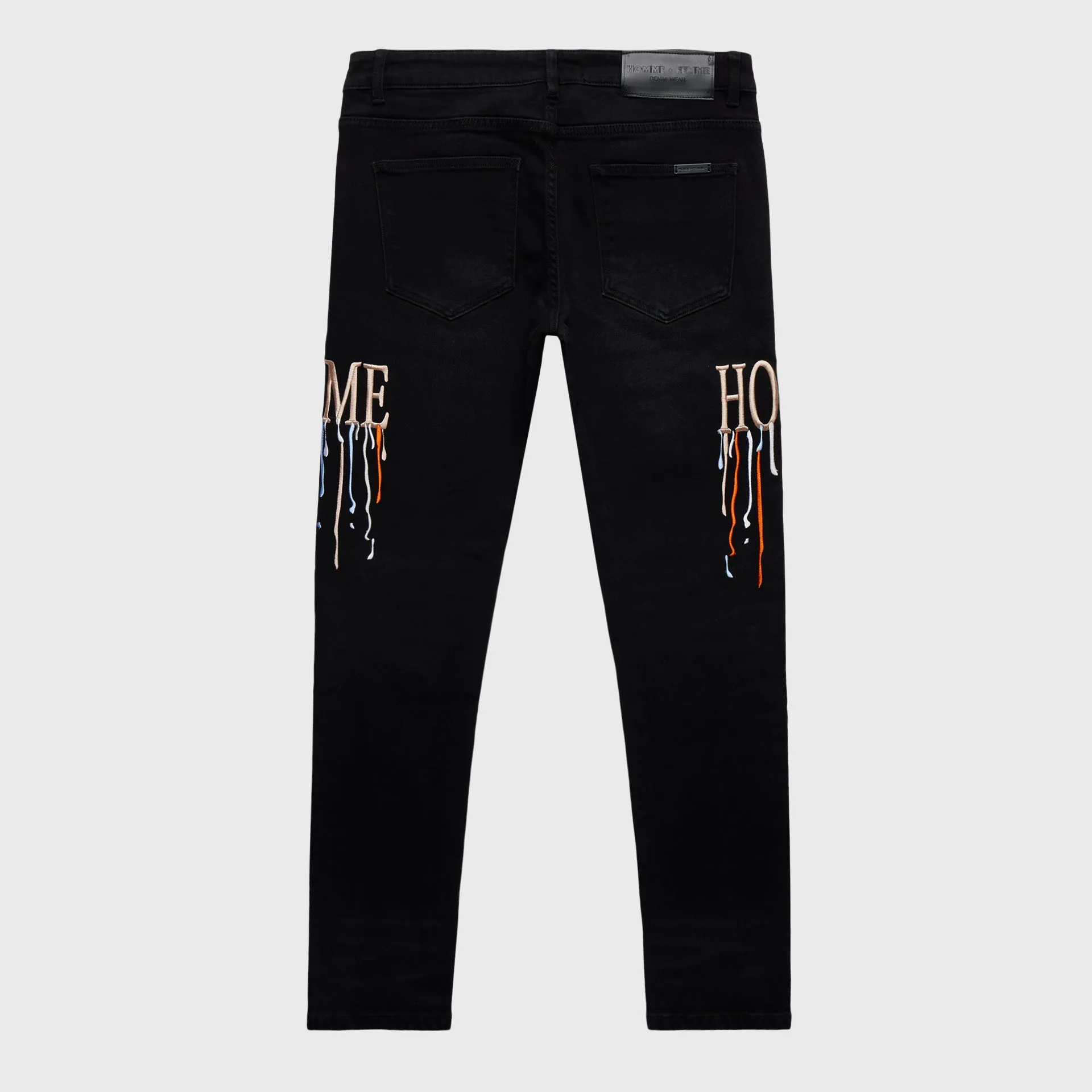 Letterman Drip Denim Black With Brown Letters
