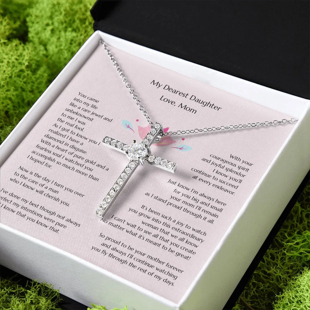 Mom to Daughter Wedding  14K W Gold CZ Cross