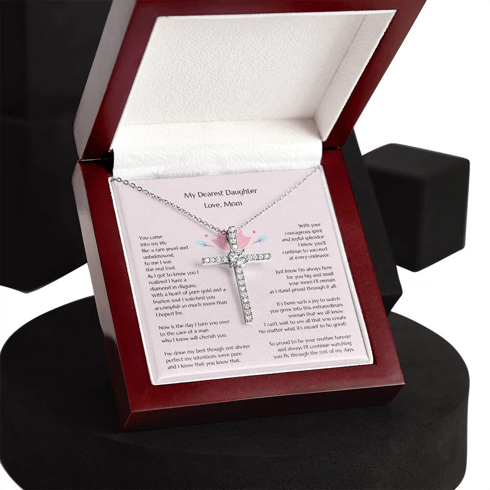 Mom to Daughter Wedding  14K W Gold CZ Cross