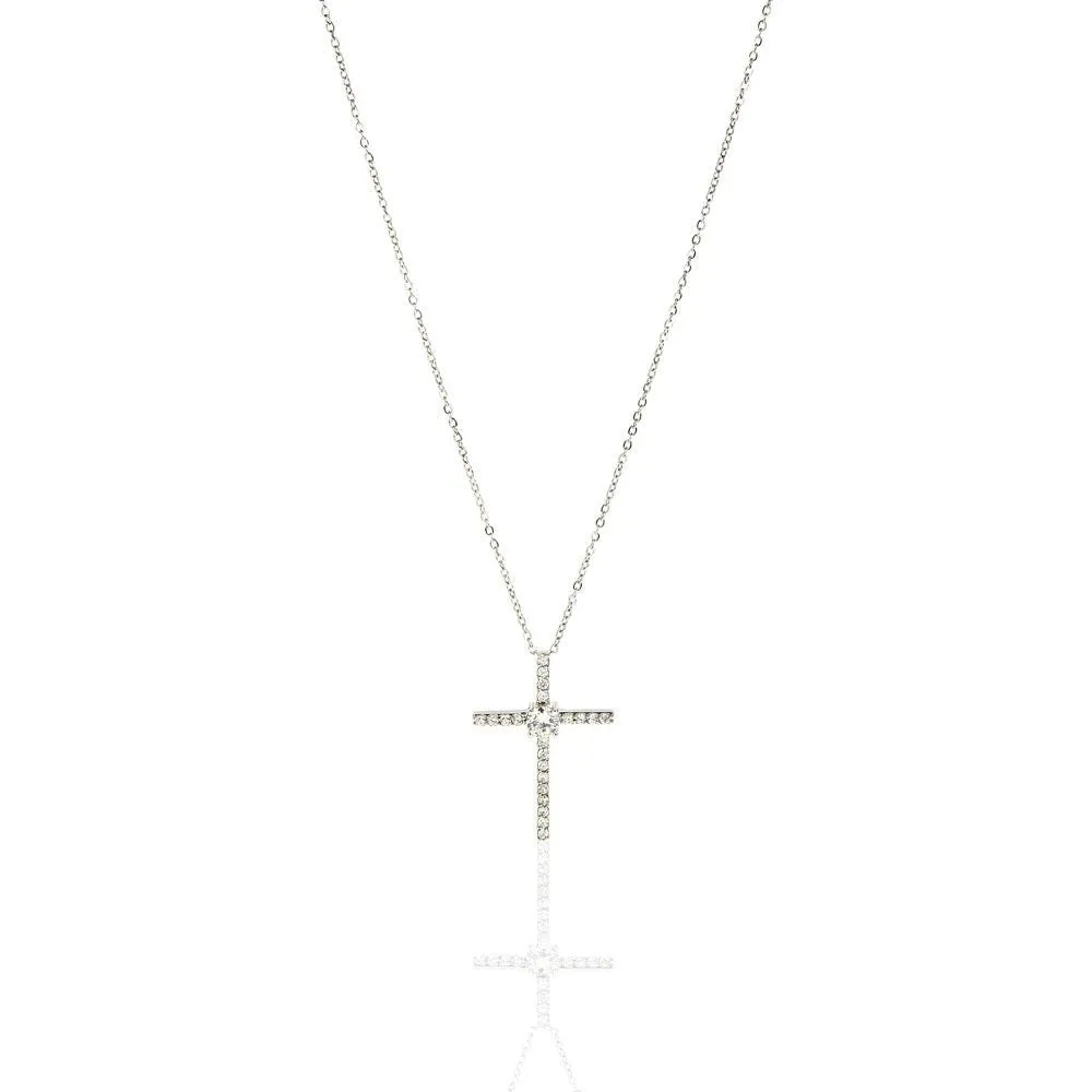 Mom to Daughter Wedding  14K W Gold CZ Cross