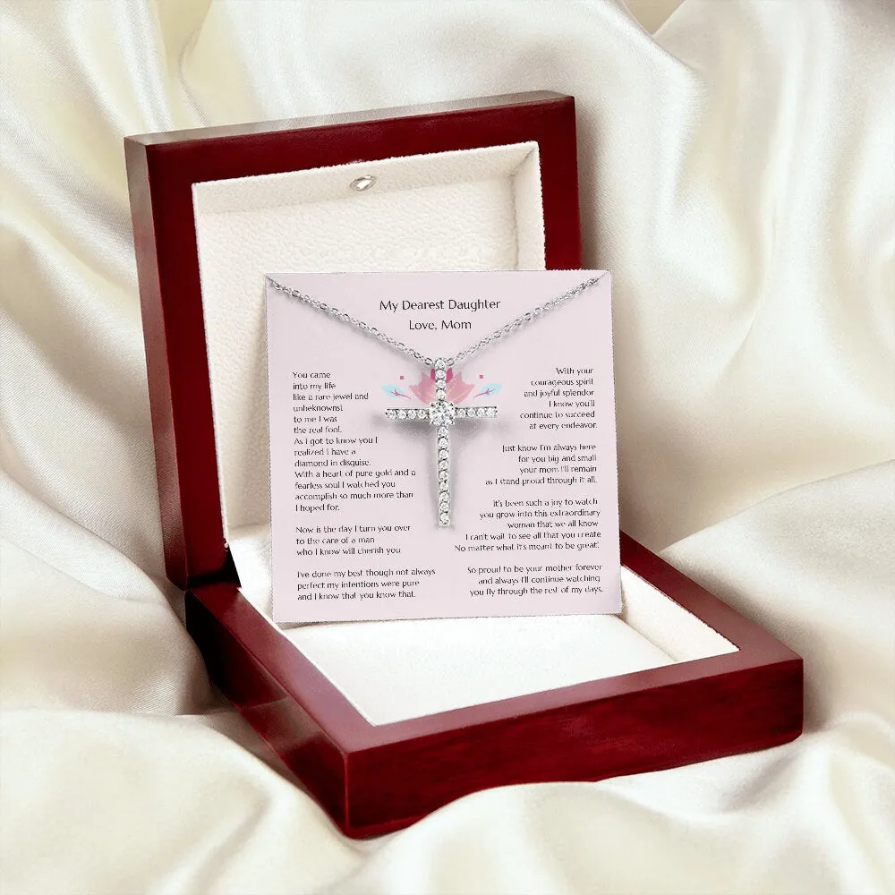 Mom to Daughter Wedding  14K W Gold CZ Cross