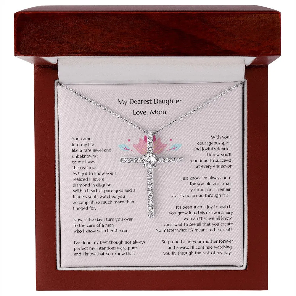 Mom to Daughter Wedding  14K W Gold CZ Cross
