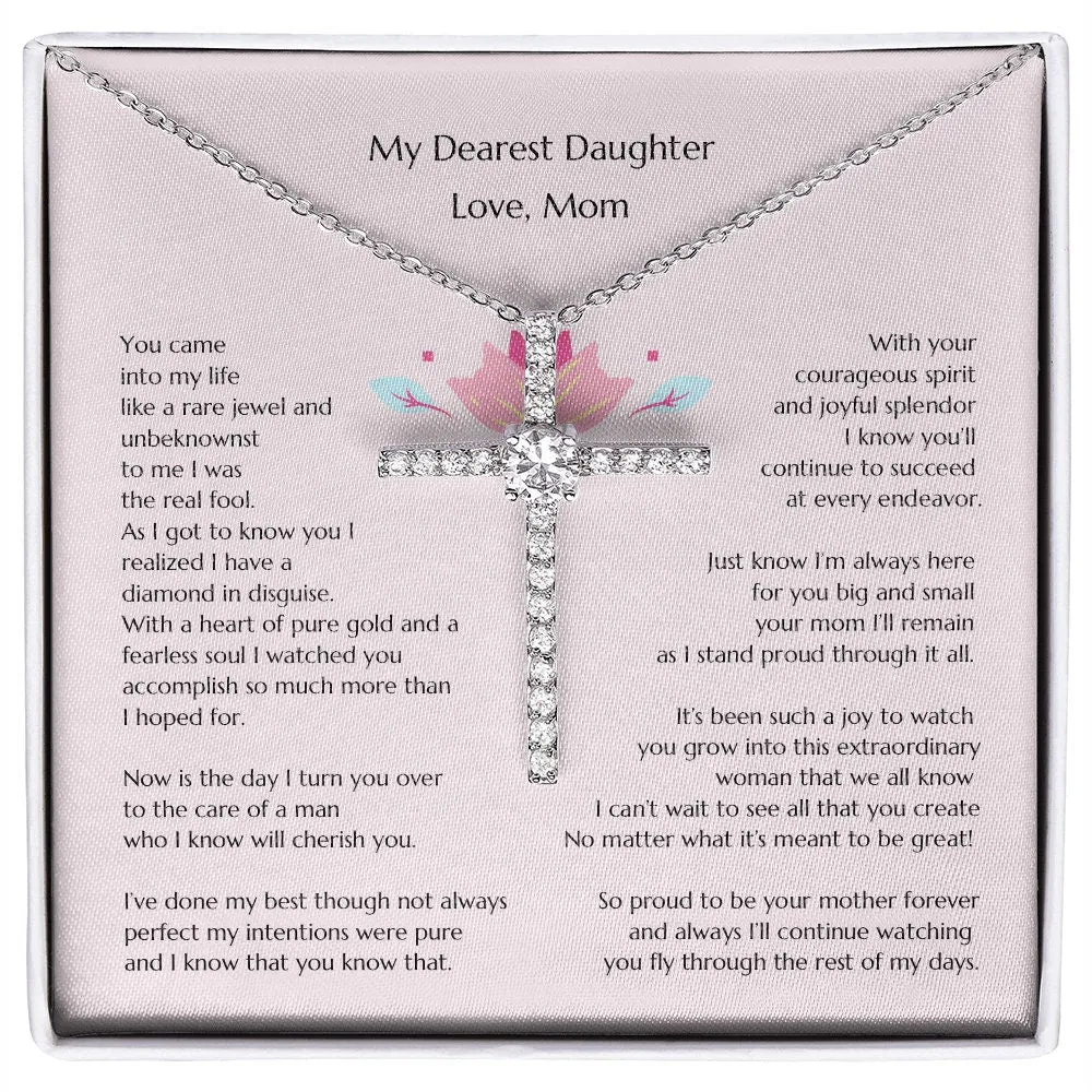 Mom to Daughter Wedding  14K W Gold CZ Cross