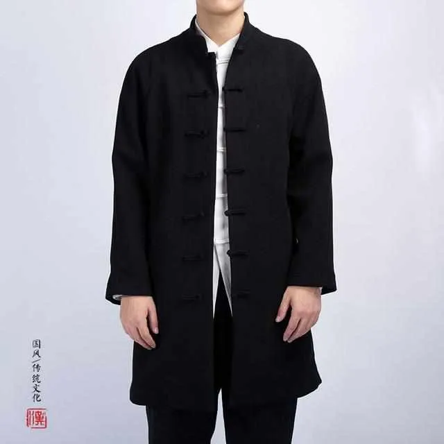 Neo Zen Kung Fu Button Long Mandarin Jacket