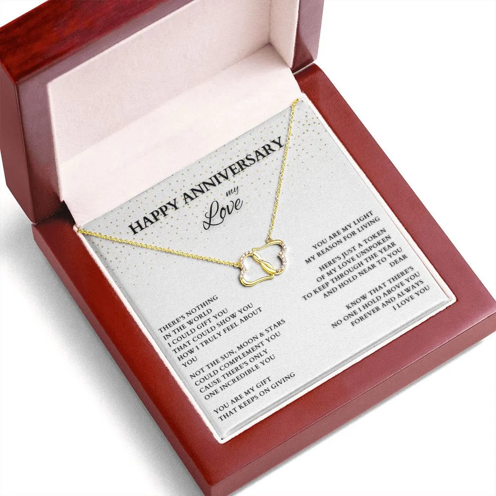 Personalized Anniversary Gift, Gold and Diamond Interlocking Hearts, Anniversary Necklace, Diamond Anniversary Gift, Wife Gift, Lover Gift