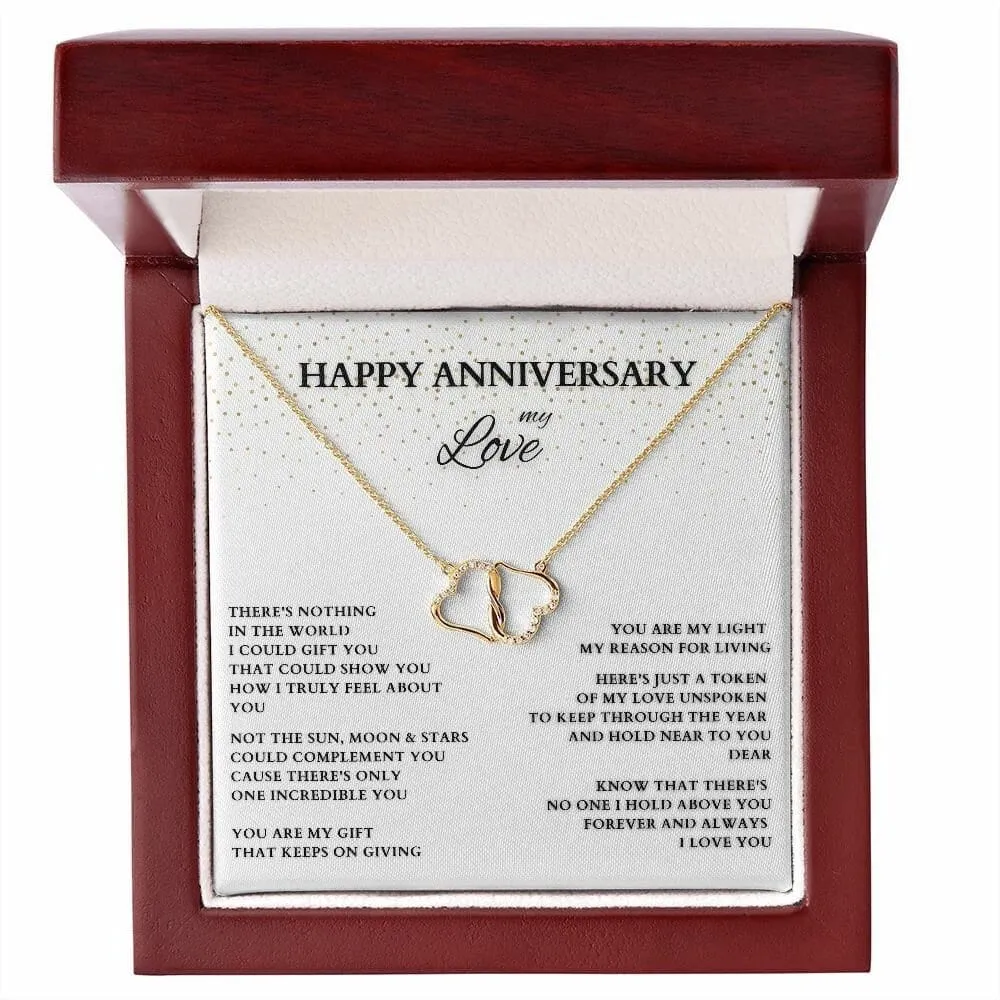 Personalized Anniversary Gift, Gold and Diamond Interlocking Hearts, Anniversary Necklace, Diamond Anniversary Gift, Wife Gift, Lover Gift