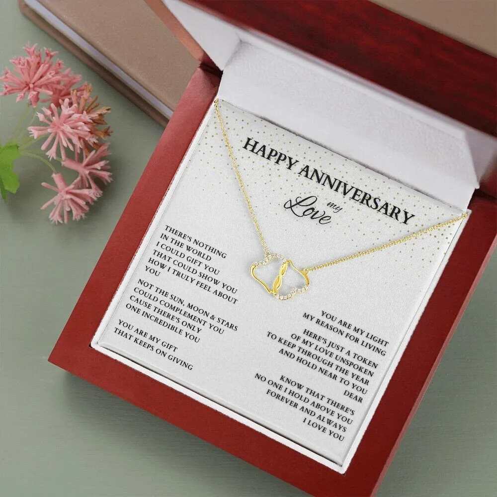 Personalized Anniversary Gift, Gold and Diamond Interlocking Hearts, Anniversary Necklace, Diamond Anniversary Gift, Wife Gift, Lover Gift
