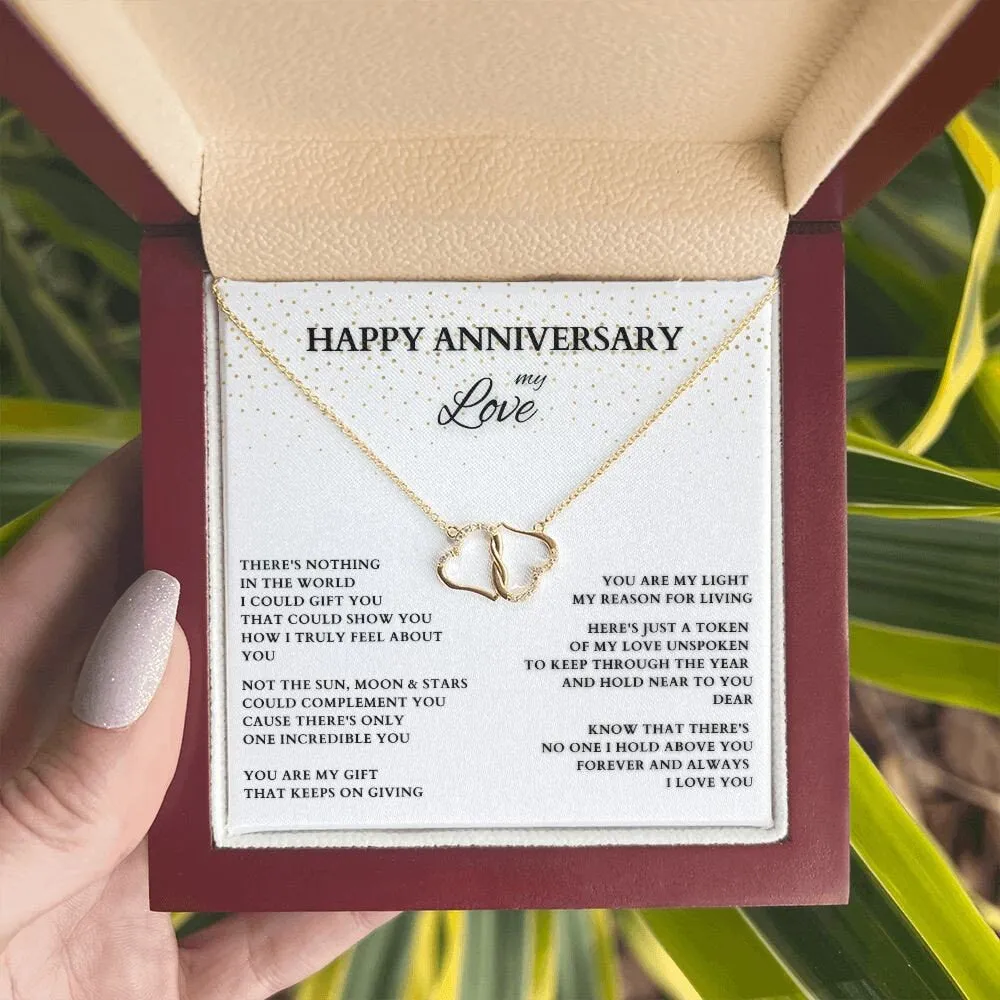 Personalized Anniversary Gift, Gold and Diamond Interlocking Hearts, Anniversary Necklace, Diamond Anniversary Gift, Wife Gift, Lover Gift