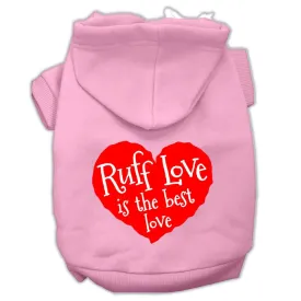 Ruff Love Screen Print Pet Hoodies Light Pink Size Sm (10)