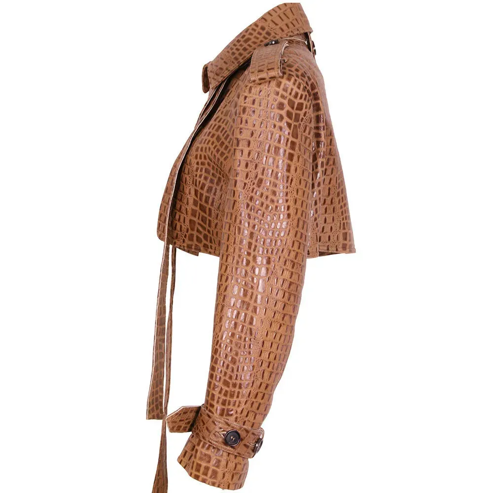 Short Croc Leather Jacket