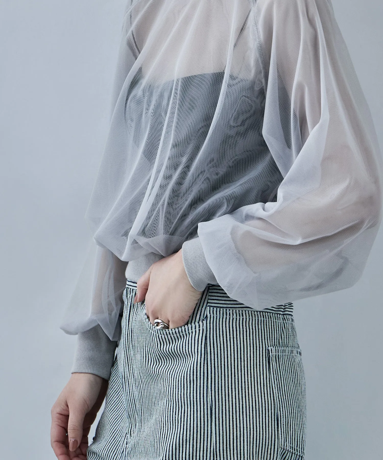 Tulle raglan sleeve tops