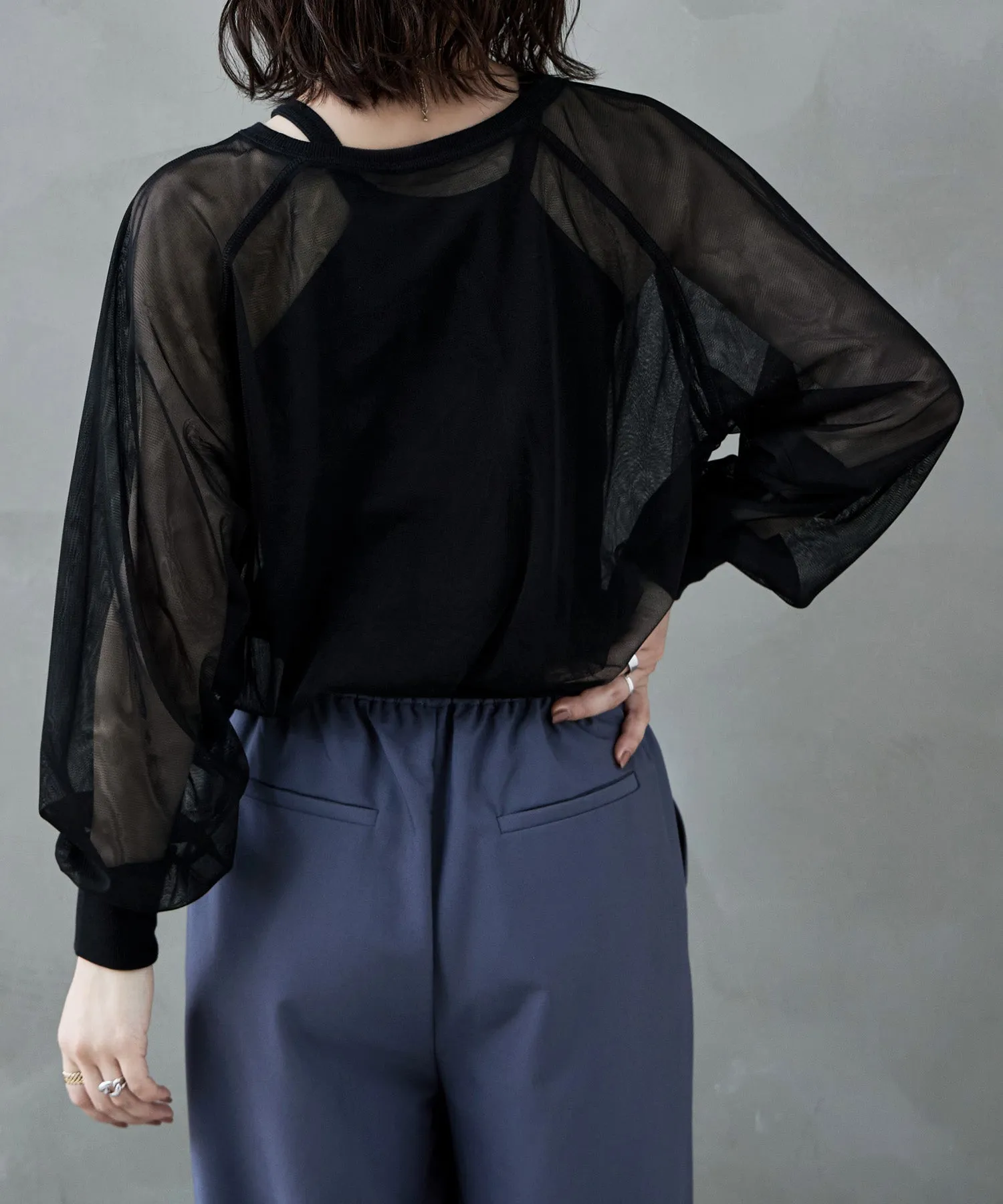 Tulle raglan sleeve tops