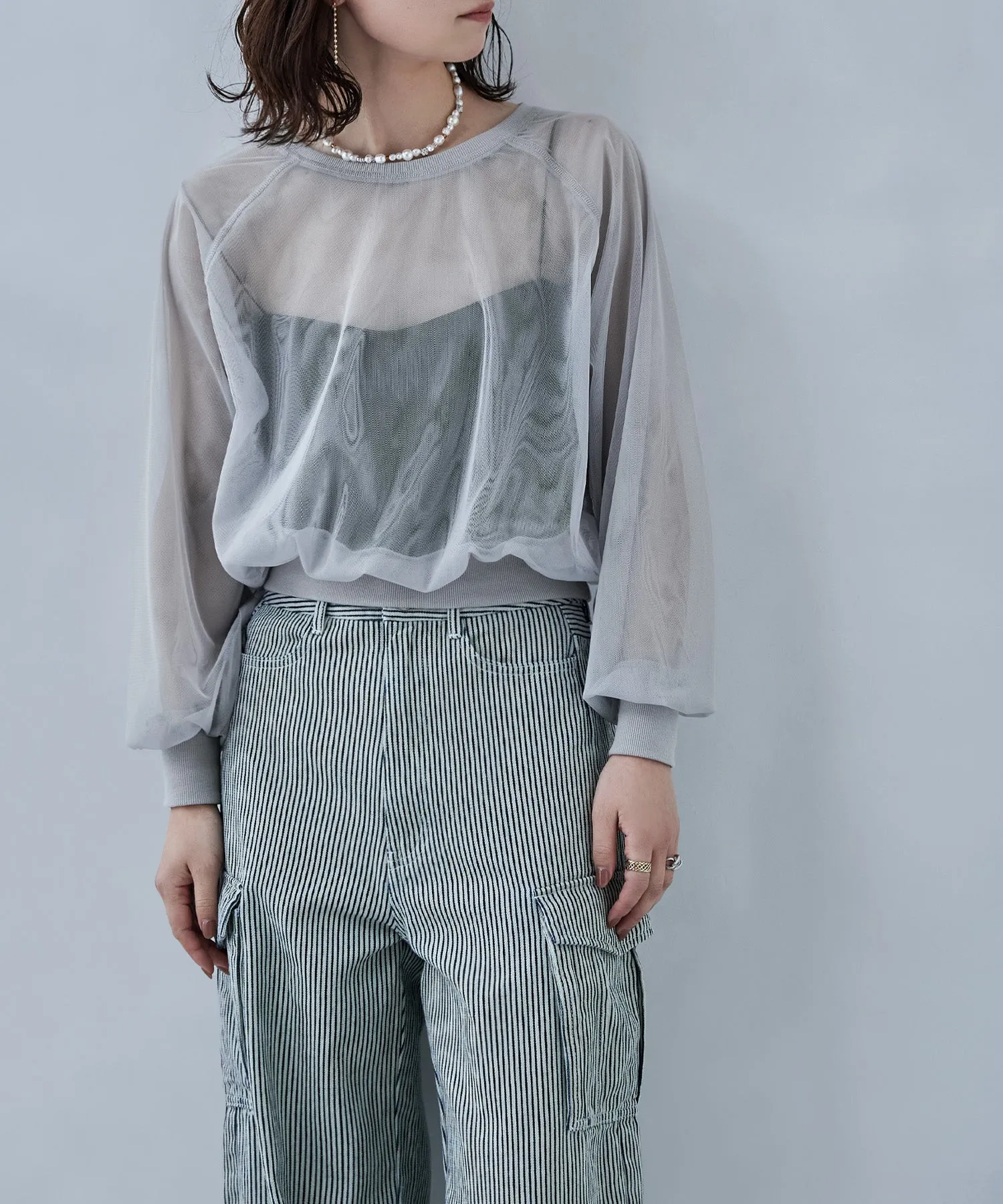 Tulle raglan sleeve tops