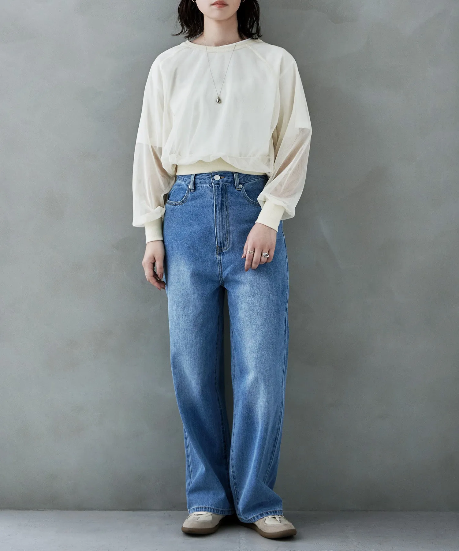 Tulle raglan sleeve tops
