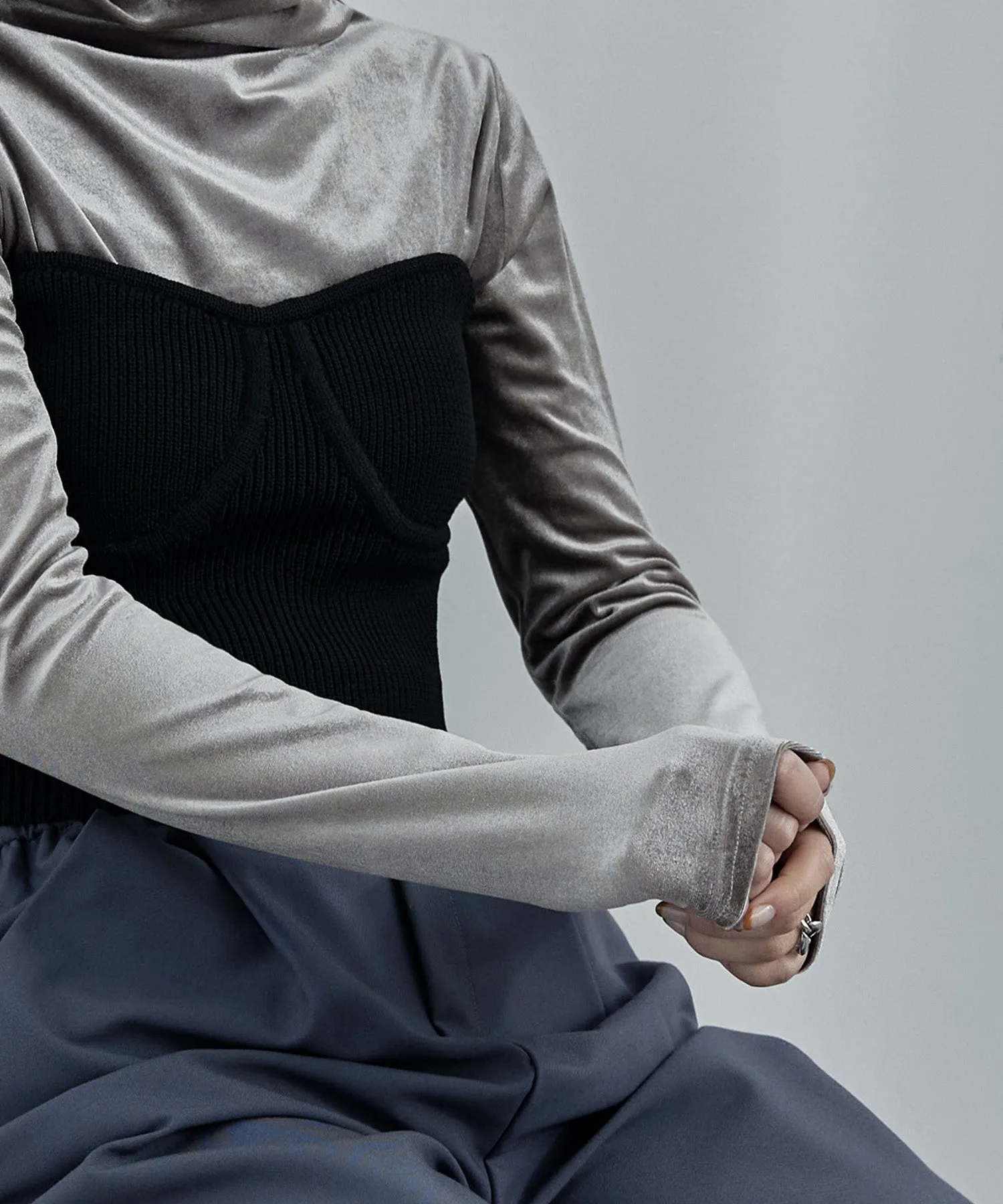 Velor bottle neck tops