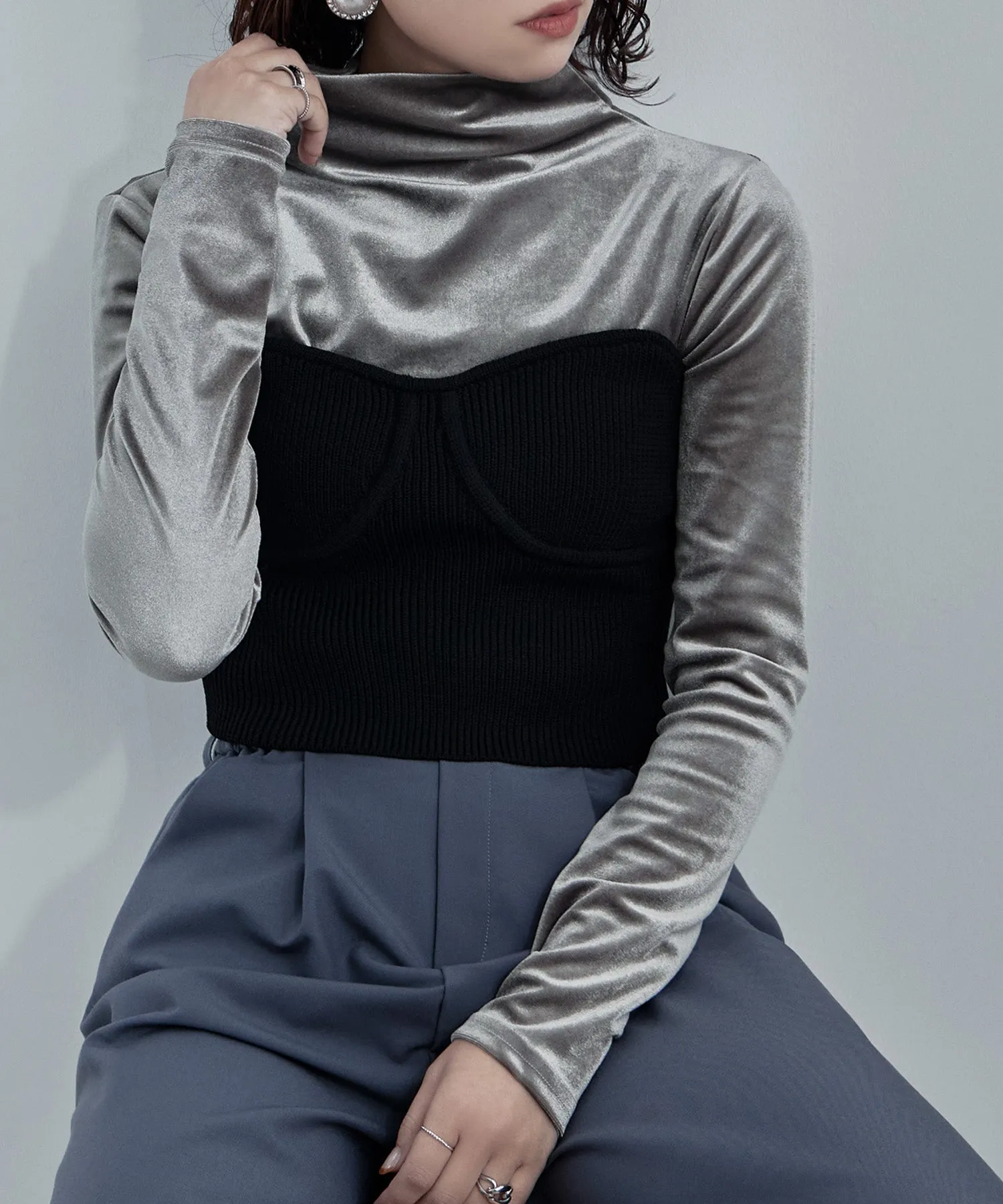 Velor bottle neck tops